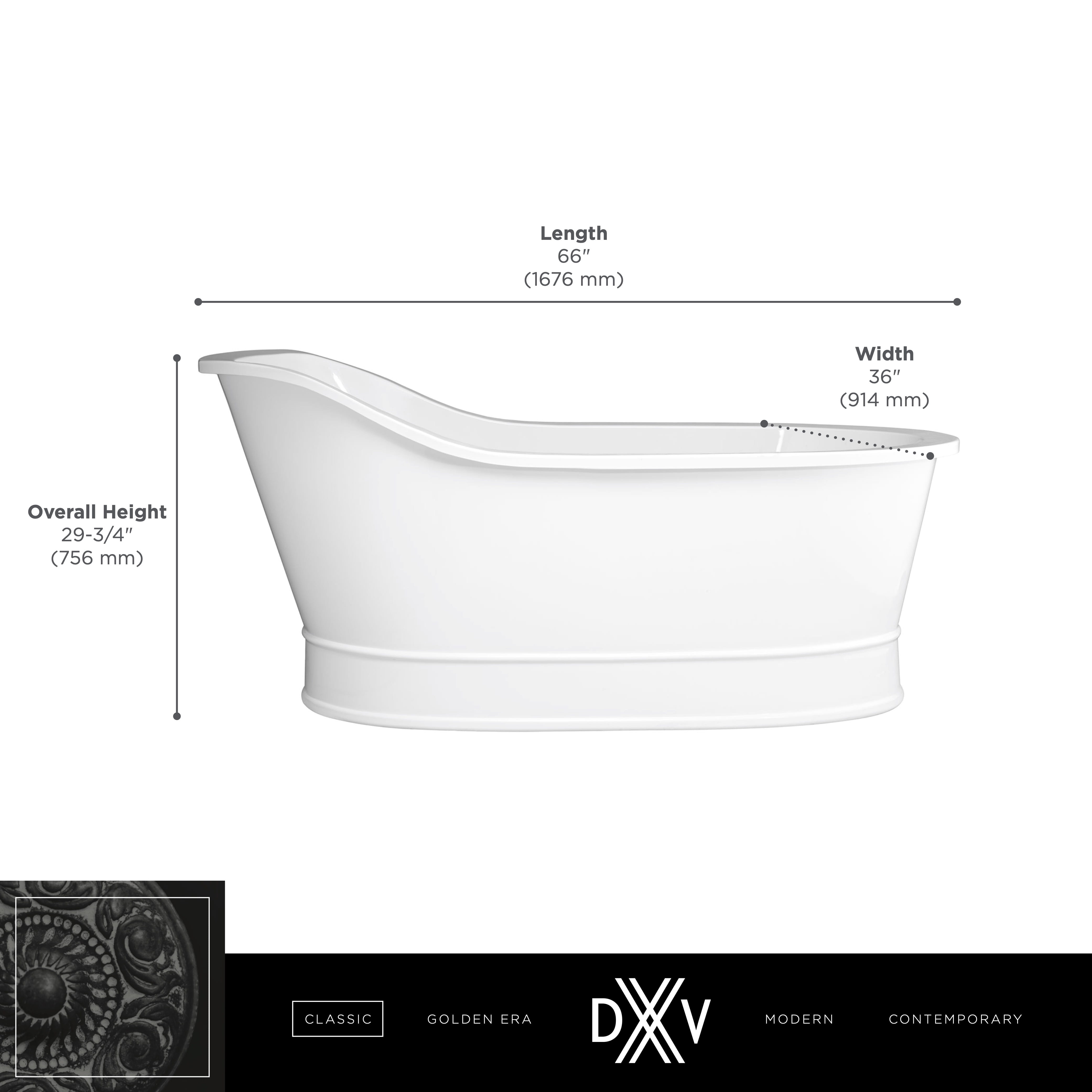 Oak Hill® 66 in. x 36 in. Freestanding Bathtub